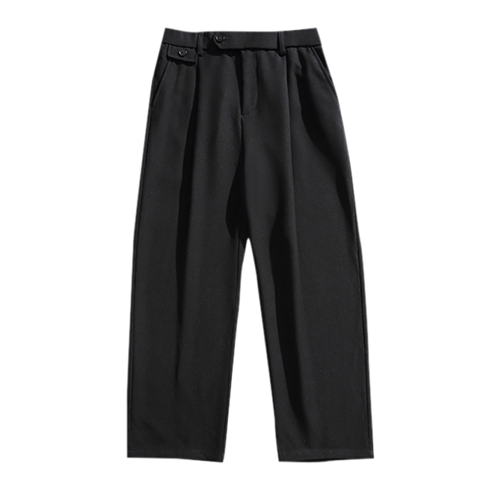 thumbnail image 5 of Pantalones de vestir holgados con pliegues para hombre, cintura elástica, mezcla de poliéster y algodón, para ocasiones formales y casuales (S-XL), 5 of 6
